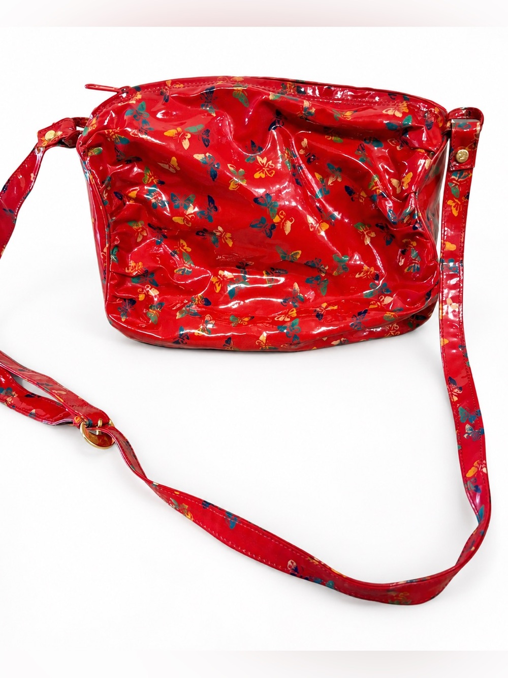 Bottega Veneta Red Floral Patent Crossbody Bag